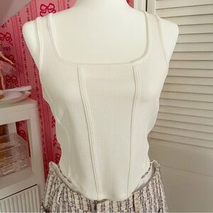 White Textured Sleeveless Top